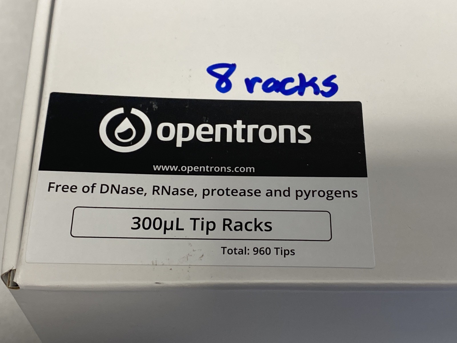 (768) OPENTRONS OT-2 300uL Polypropylene Pipet Tips 8×96 Racked 999-00009