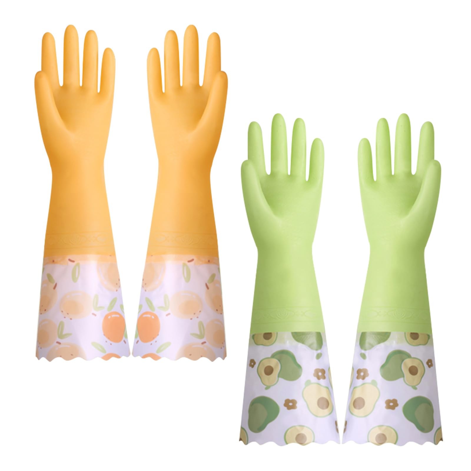 2 Pairs Long Dishwashing Gloves Cleaning Glove with Cotton Lined, Reusable No…
