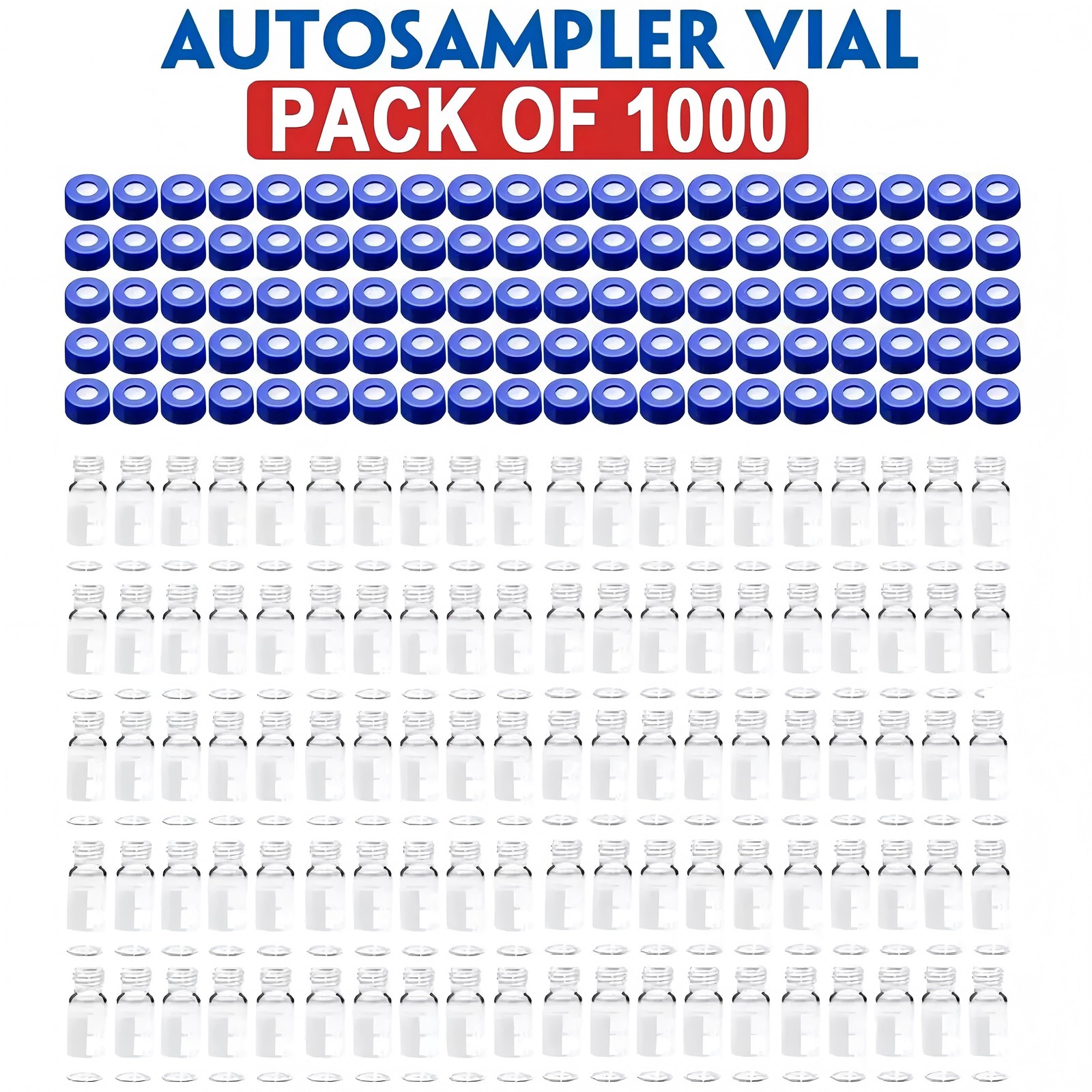 1000PCS 2ml Autosampler Vials w/ Screw Caps 9-425 Lab Vial Glass Bottle HPLC GC