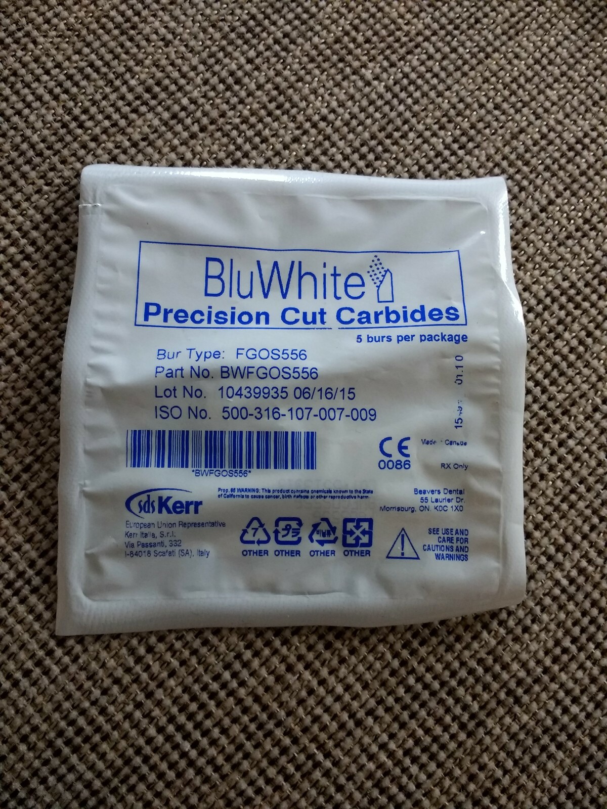 BluWhite Precision Cut Carbide Burs 5/Count FGOS556