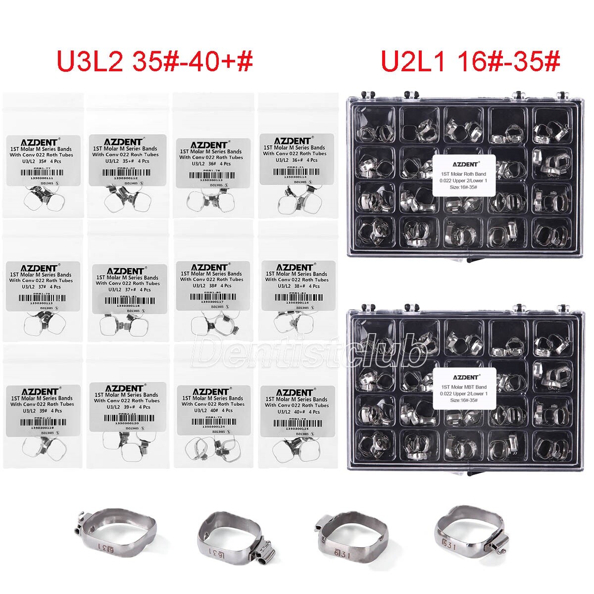 Dental Orthodontic 1st Molar Bands Buccal Tube Convertible /Non-Conv Roth.022