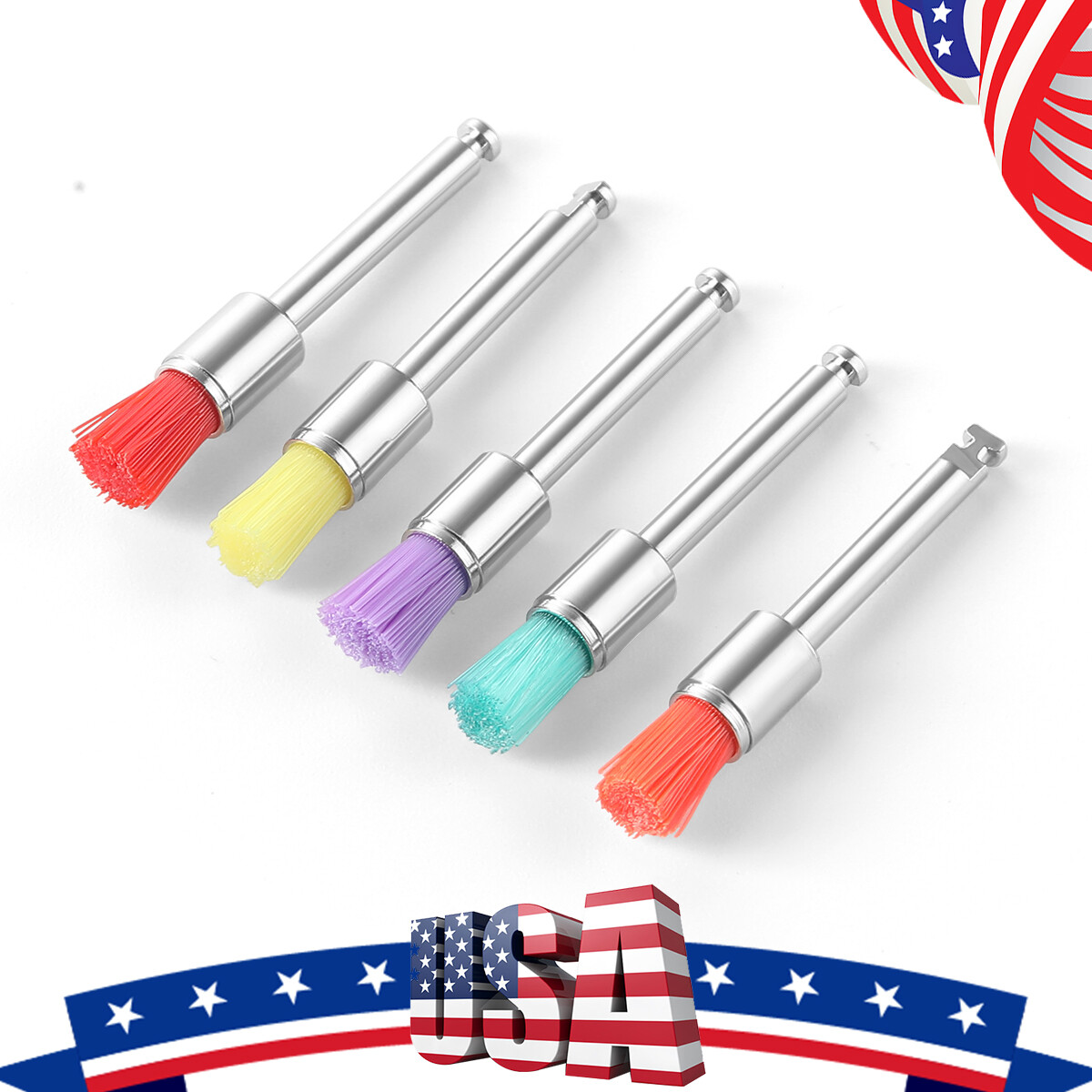 100 Pcs Dental orthodontic Flat Type Nylon Bowl Polishing Polisher Prophy Brush