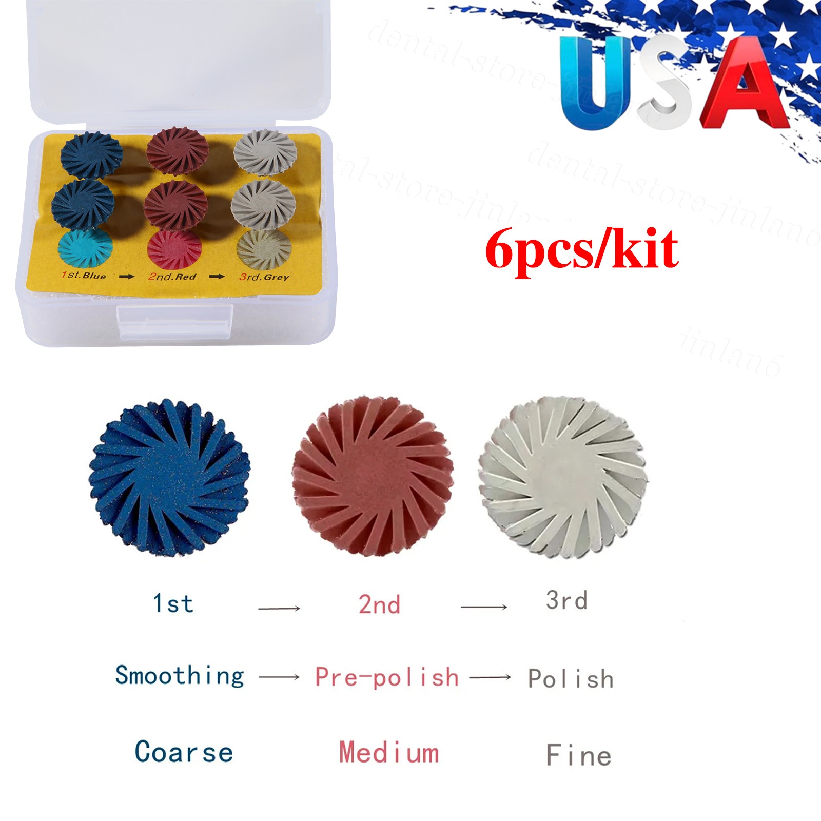 Dental Composite Polishing Kit Diamond RA Polisher Burs For Contra Angle 2.35mm