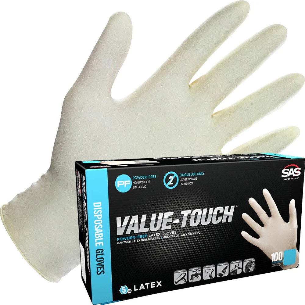 SAS Safety Large Latex Disposable Gloves Textured Grip 100-Count