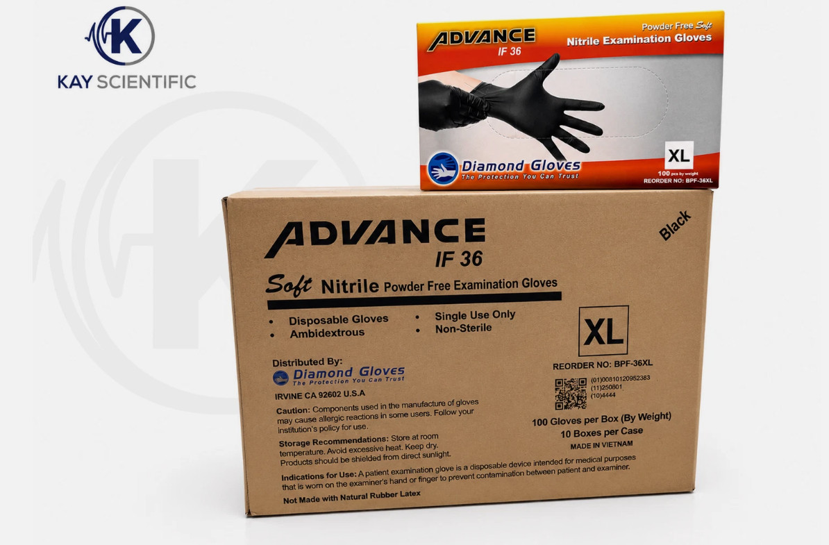 Diamond IF36 Examination Powder-Free Black Nitrile Gloves