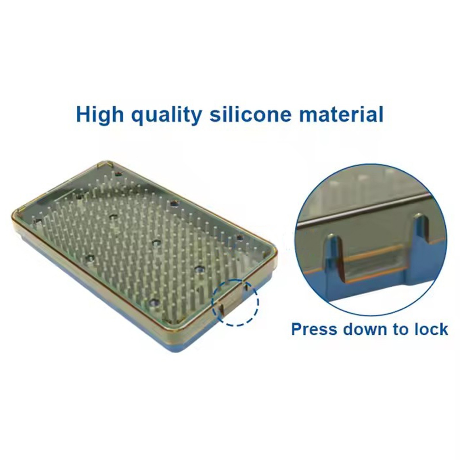 Small Size Dental Silicone Sterilization Tray Case Single Layer Disinfection Box