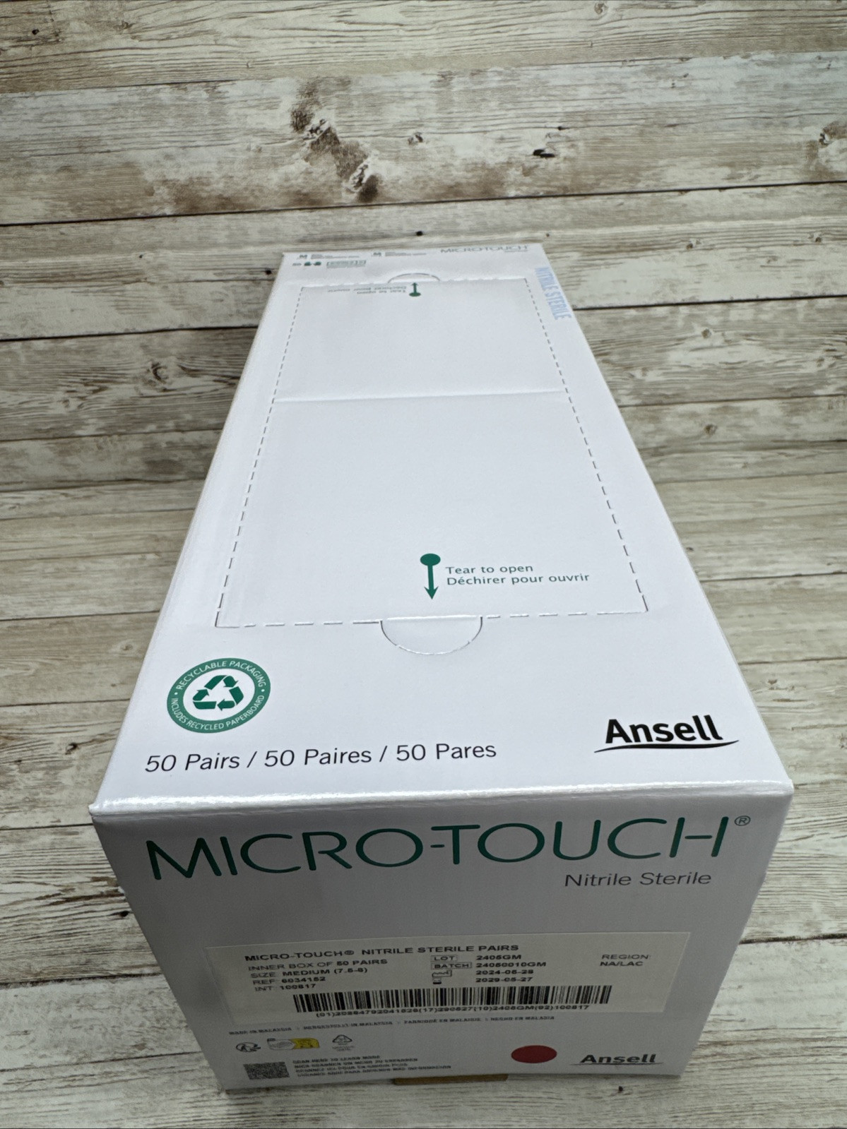 Micro-Touch Nitrile Exam Gloves Sterile 50 Pair Box Size: MEDIUM Exp: 05/2029