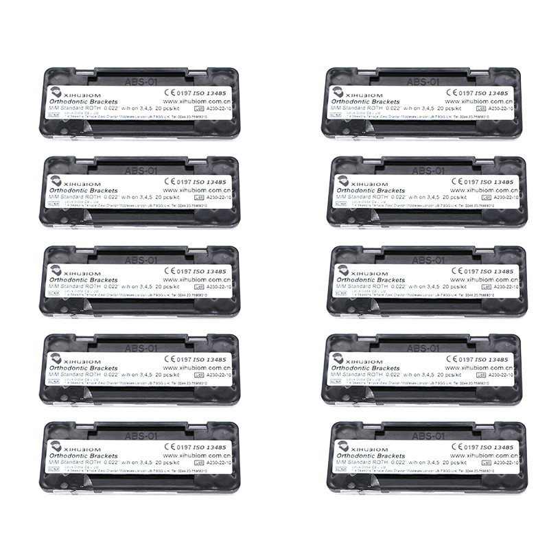 10×Dental 20Pcs/kit Orthodontic Brackets Mim Stantard Roth 0.022» On 345 Hooks