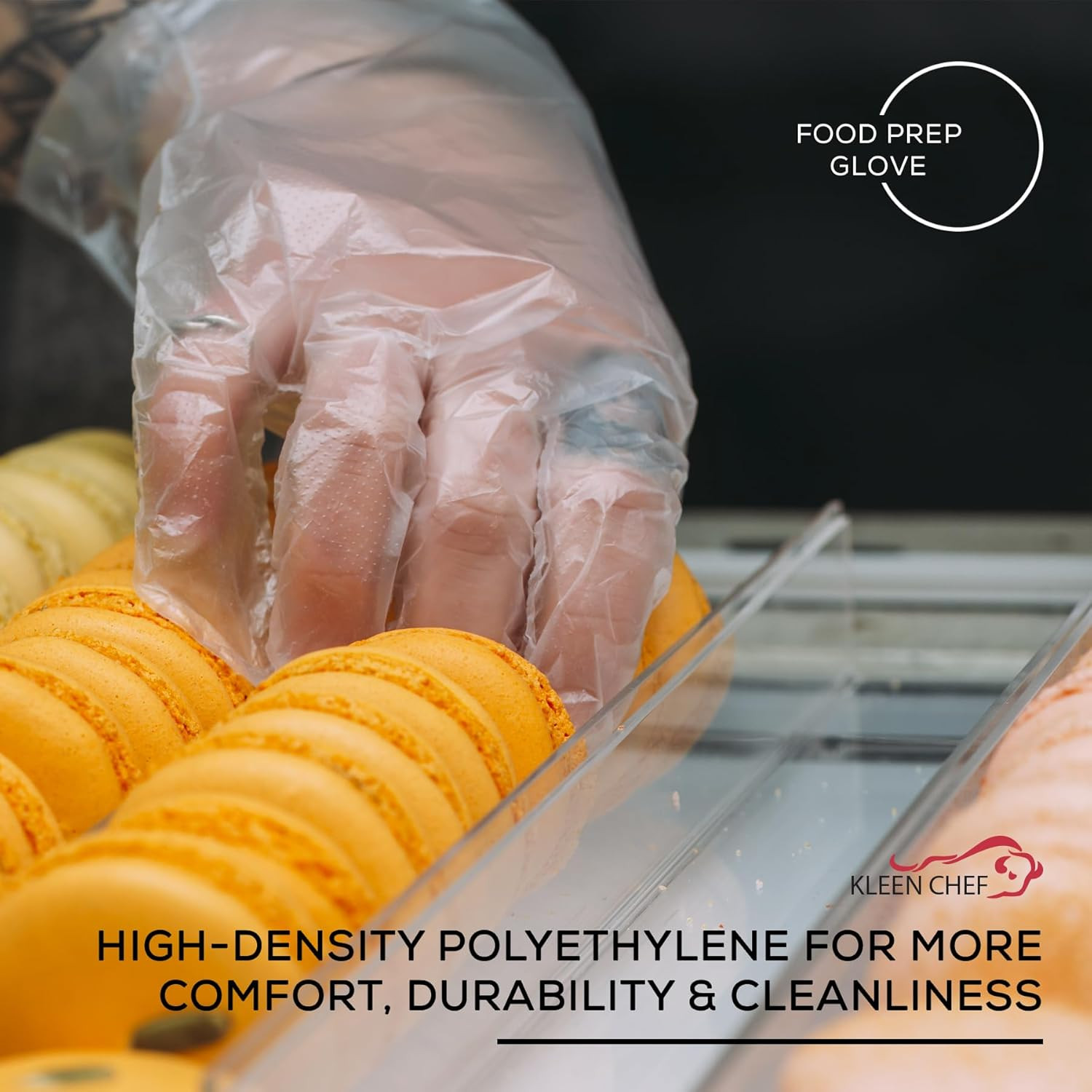 KLEEN CHEF Disposable Food Handling Long Cuff Cleaning Poly Gloves, One Size Fit