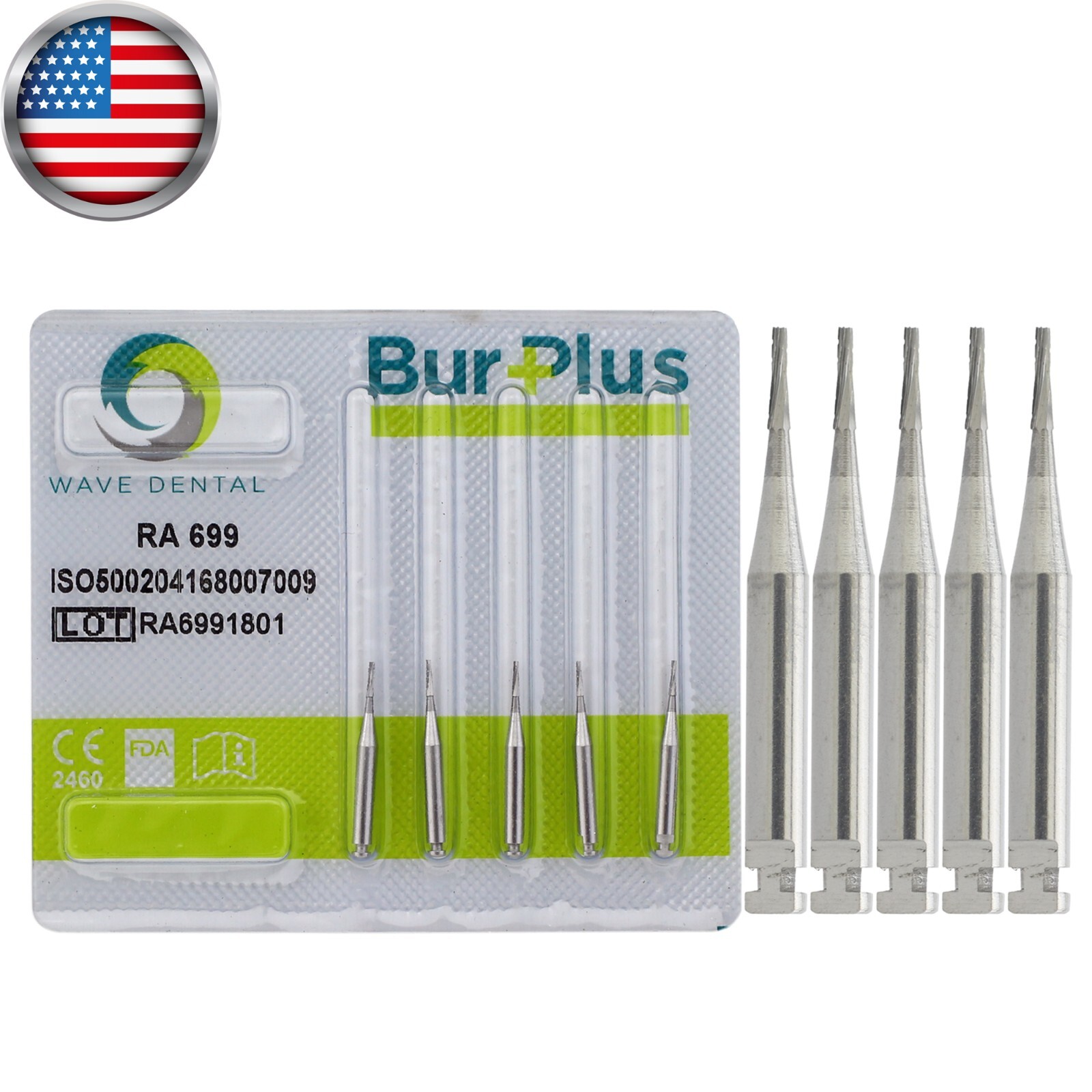Wave Dental Carbide Burr 699 701 702 RA Taper Fissure Burs Latch Low Speed Prima