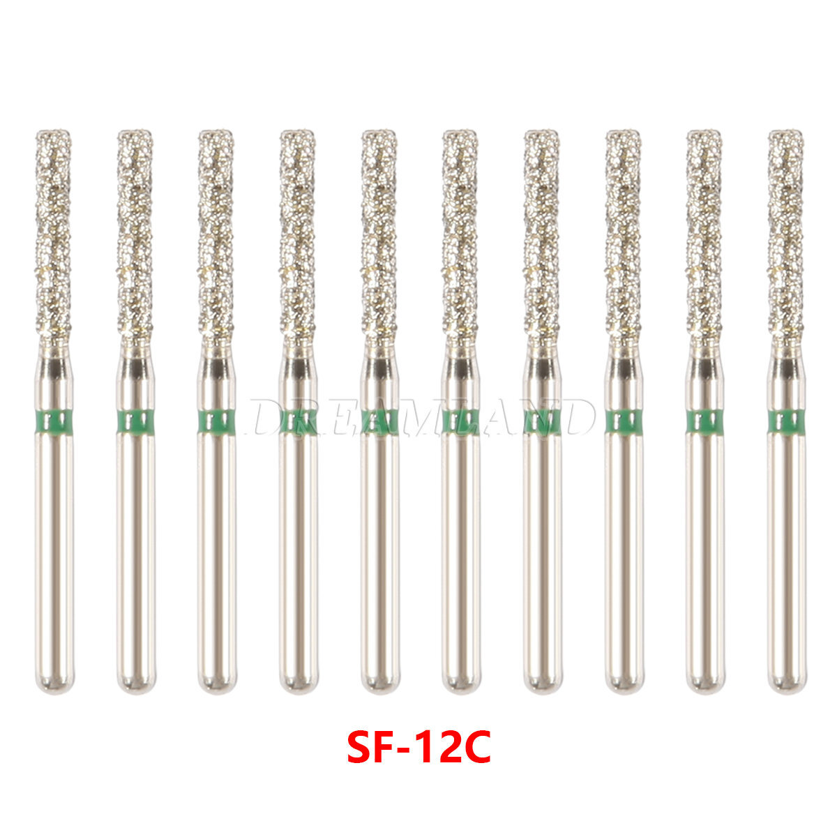 100 PCS SF-12C 837-014C Flat End Cylinder Green Coarse FG Dental Diamond Burs