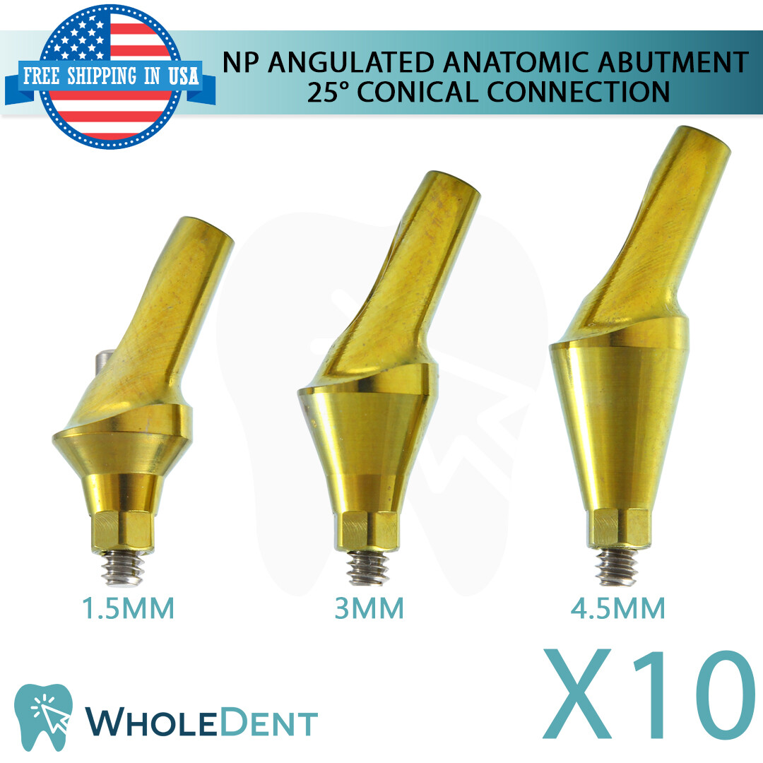 10x NP Conical Connection Angulated Anatomic Abutment 25° Dental Ø5.0mm