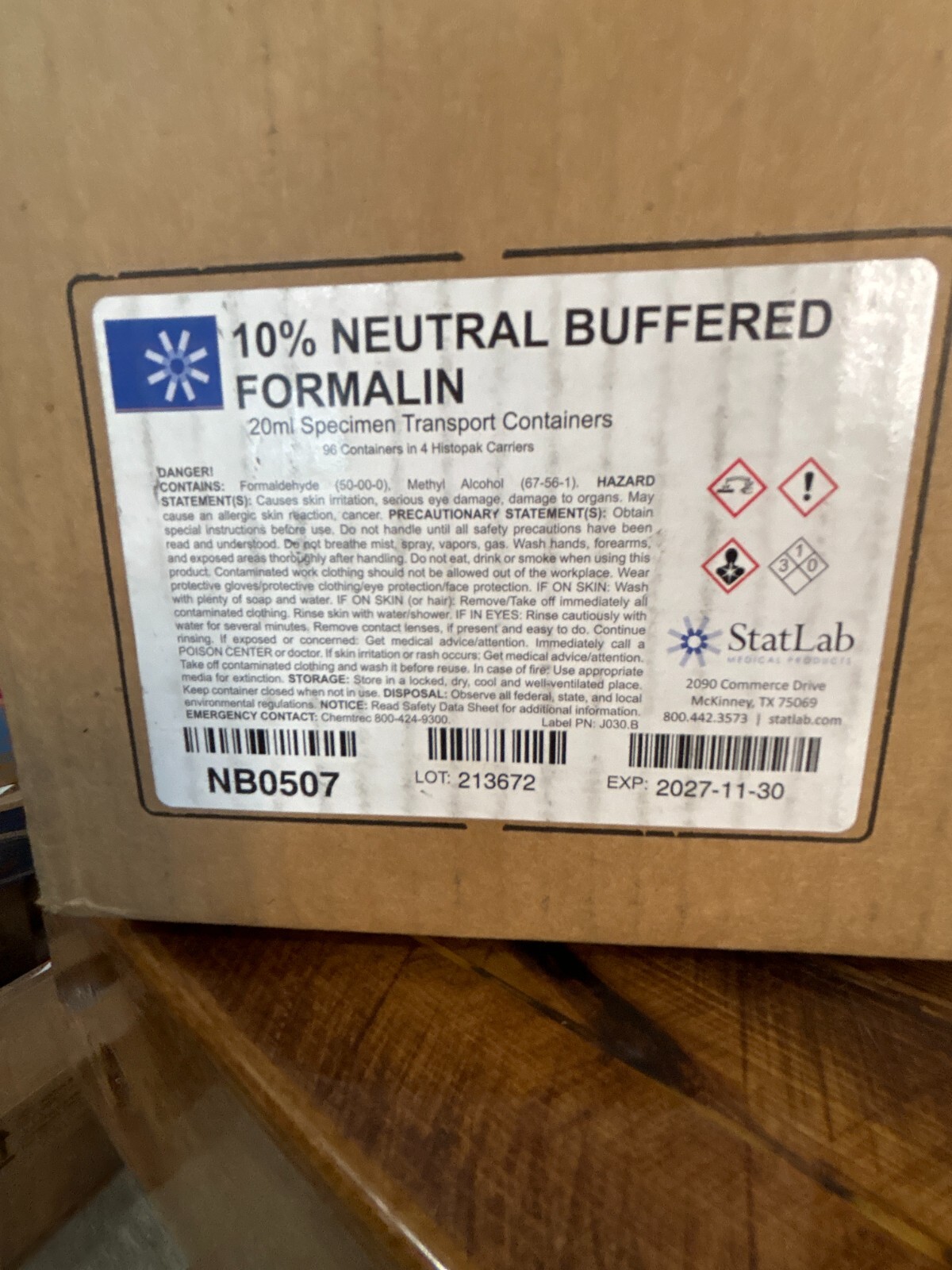 24 Pack StatLab Histopak Neutral Buffered Formalin Specimen Transport Container