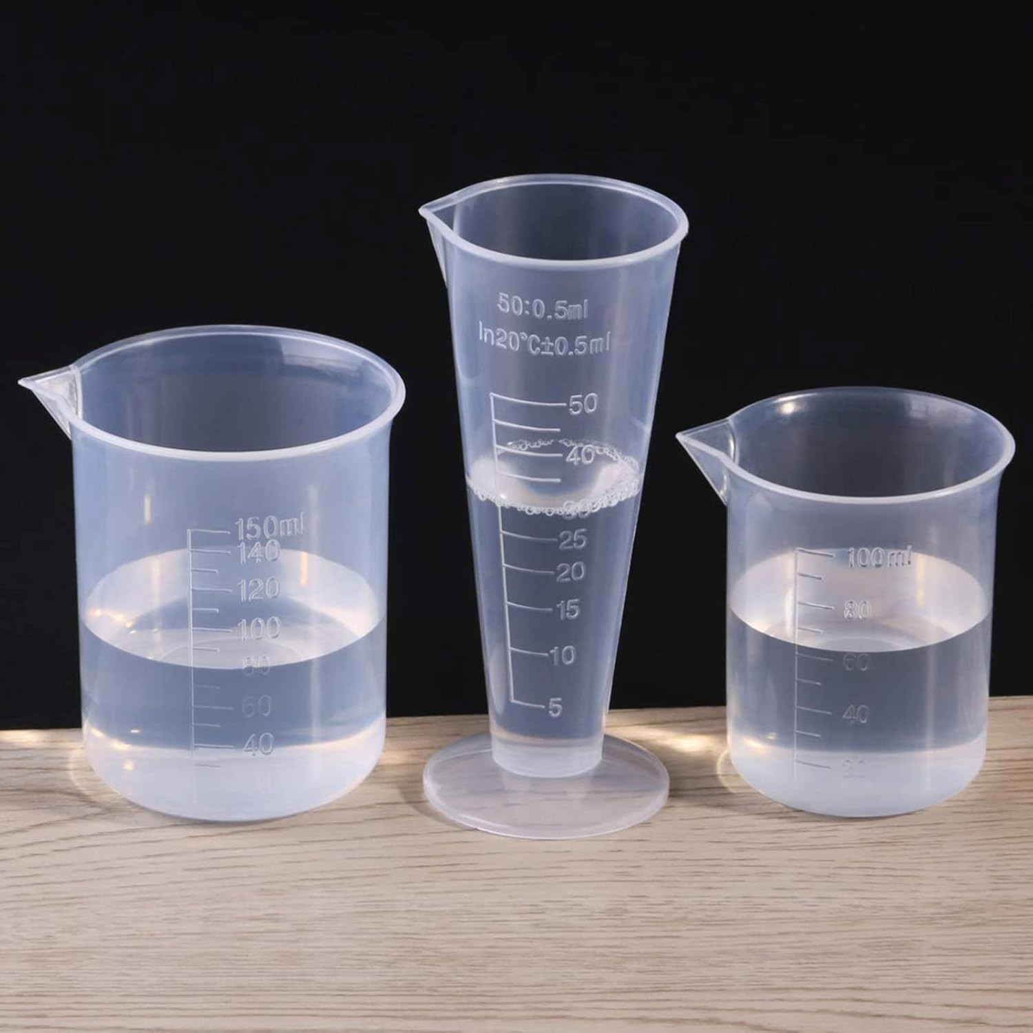 3pc 100ml Plastic Graduated Beaker Measuring Cup Set Transparent Mixing Lab Kit