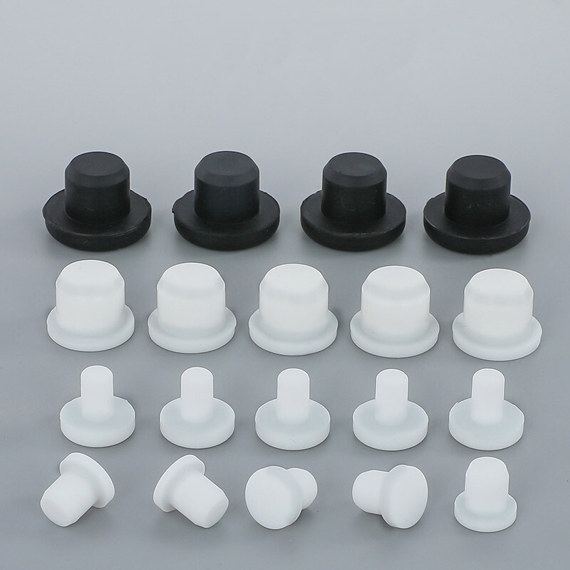 Silicone Round Plug Blanking End Cap Stopper Pipe Seal Black & White Solid/Hole