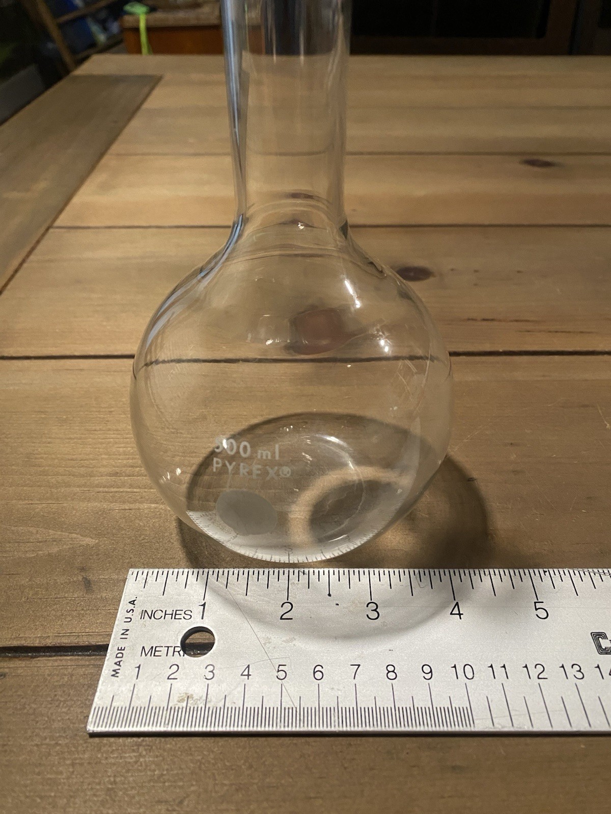 Pyrex 500mL Neck Round Distilling Flask Chemistry Elementary College Science