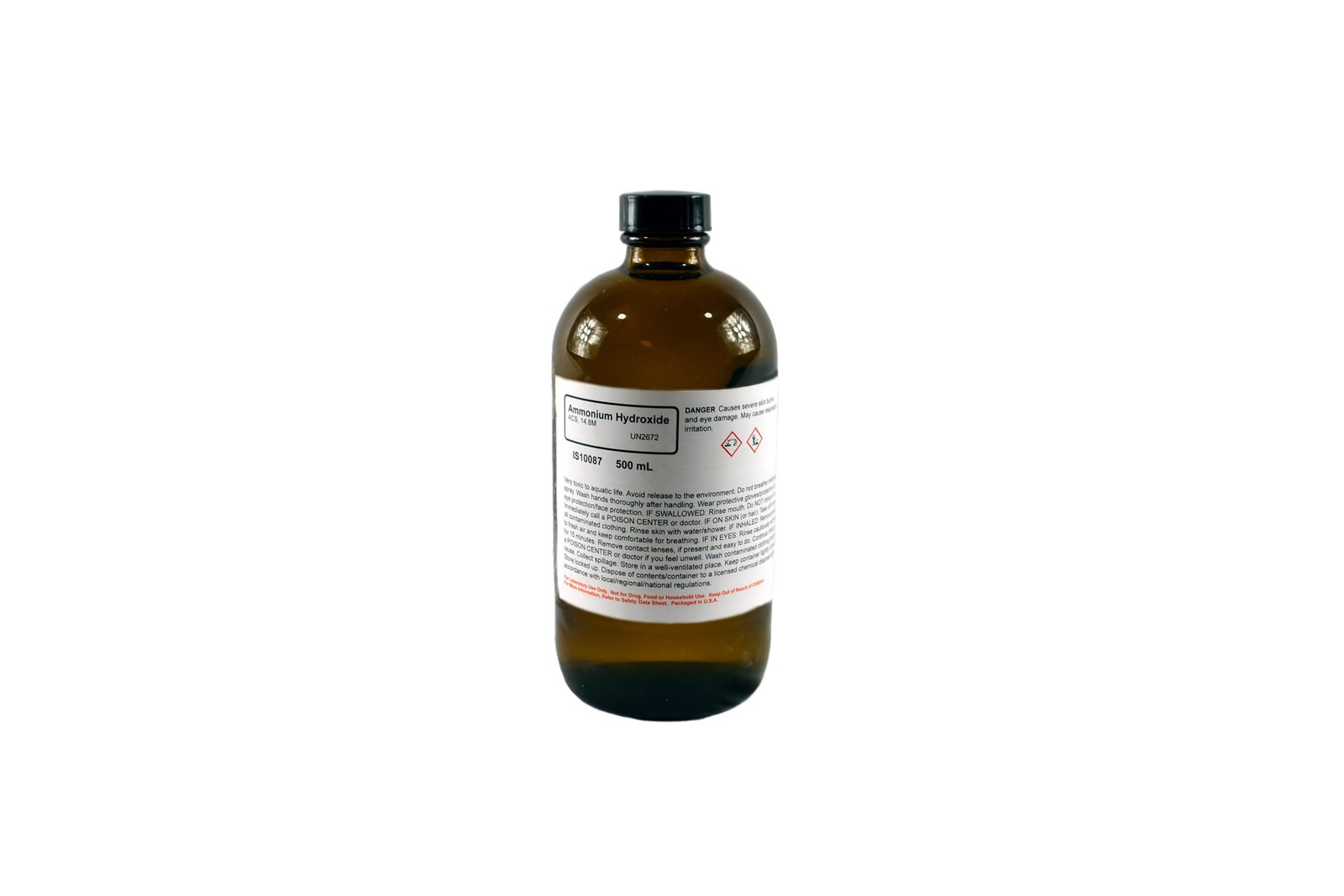 Ammonium Hydroxide 28-30% Solution, 500mL – ACS Grade – The 2.8″dia x 6.6″H