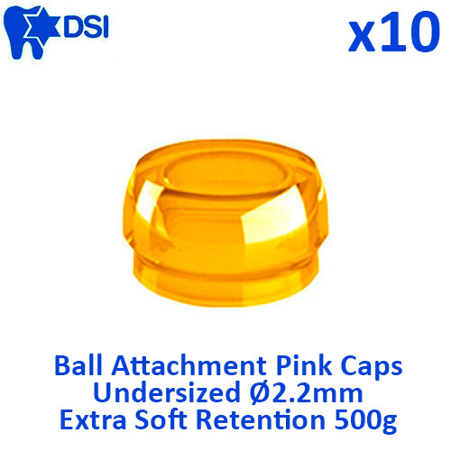 DSI Dental Lab Fixture Undersized Ø2.2mm 10 Insert Caps Retentive Attachment