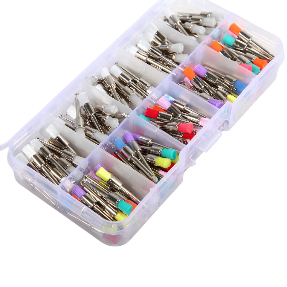 200pcs Mixed Dental latch type prophy polishing brush flat tapered Brushes types