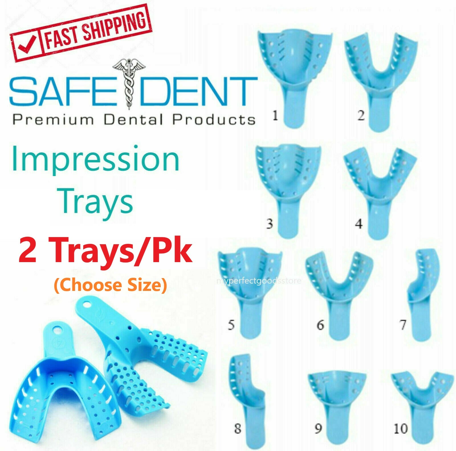 Dental Impression Trays Perforated Plastic Autoclave (CHOOSE SIZE) 2 Trays/Pk