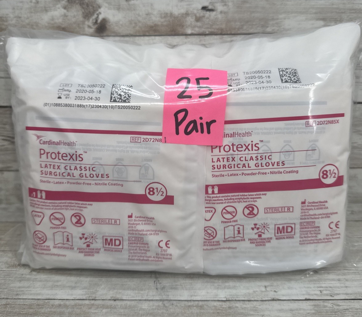 Protexis Latex Classic Surgical Gloves Sterile, *25 Pair* Size: 8.5 *See DATE*