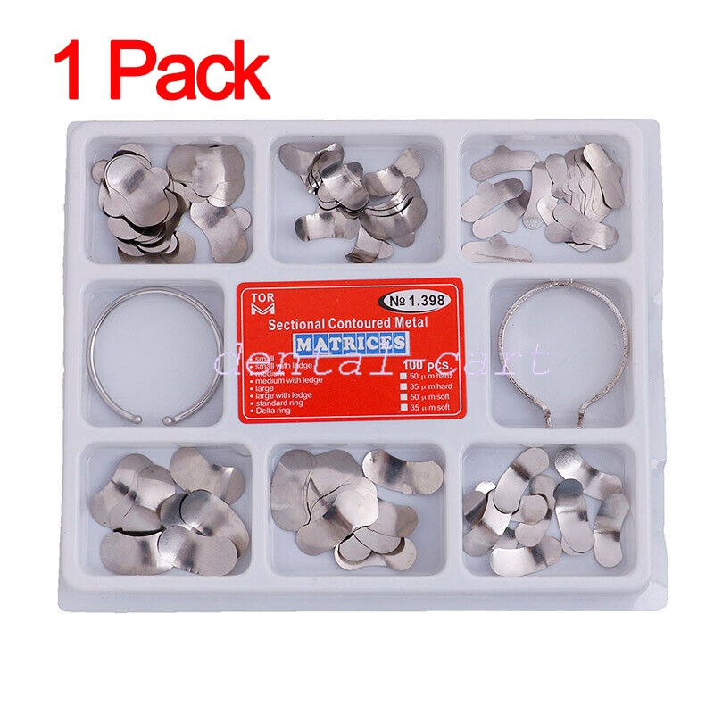 100Pcs/Pack Dental Metal Matrices Sectional Contoured Matrix Refill Soft Band