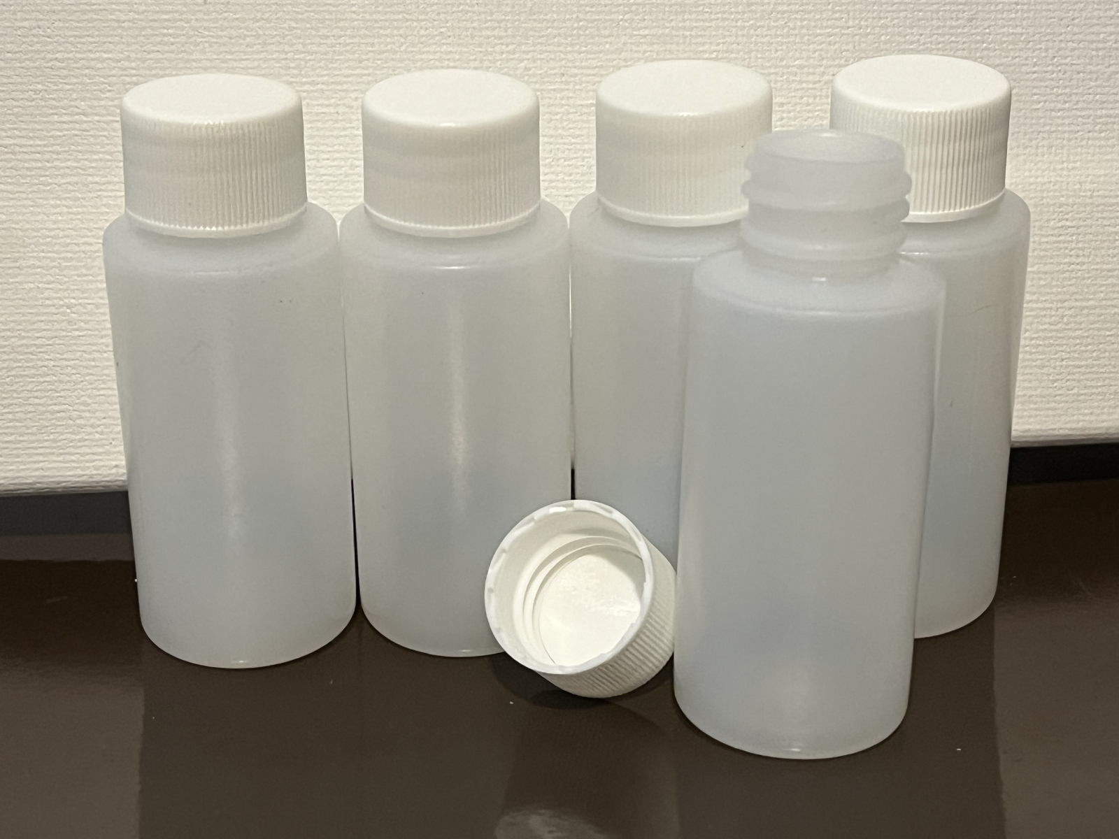 Plastic Bottles (HDPE) w/ white lined lids, 1-oz. capacity, Lot of 28. New!