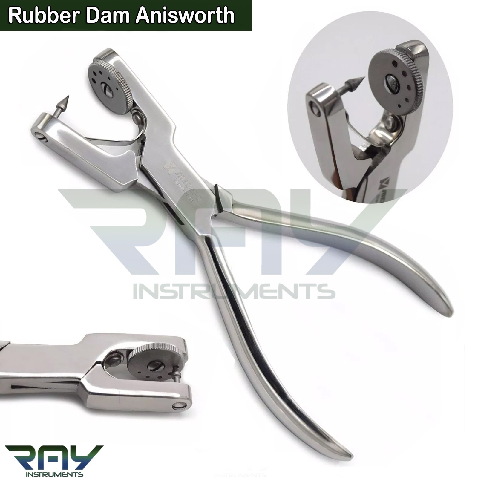 Dental Rubber Dam Instruments Kit Punch Plier Brinker Tissue Clamps Frame Medium