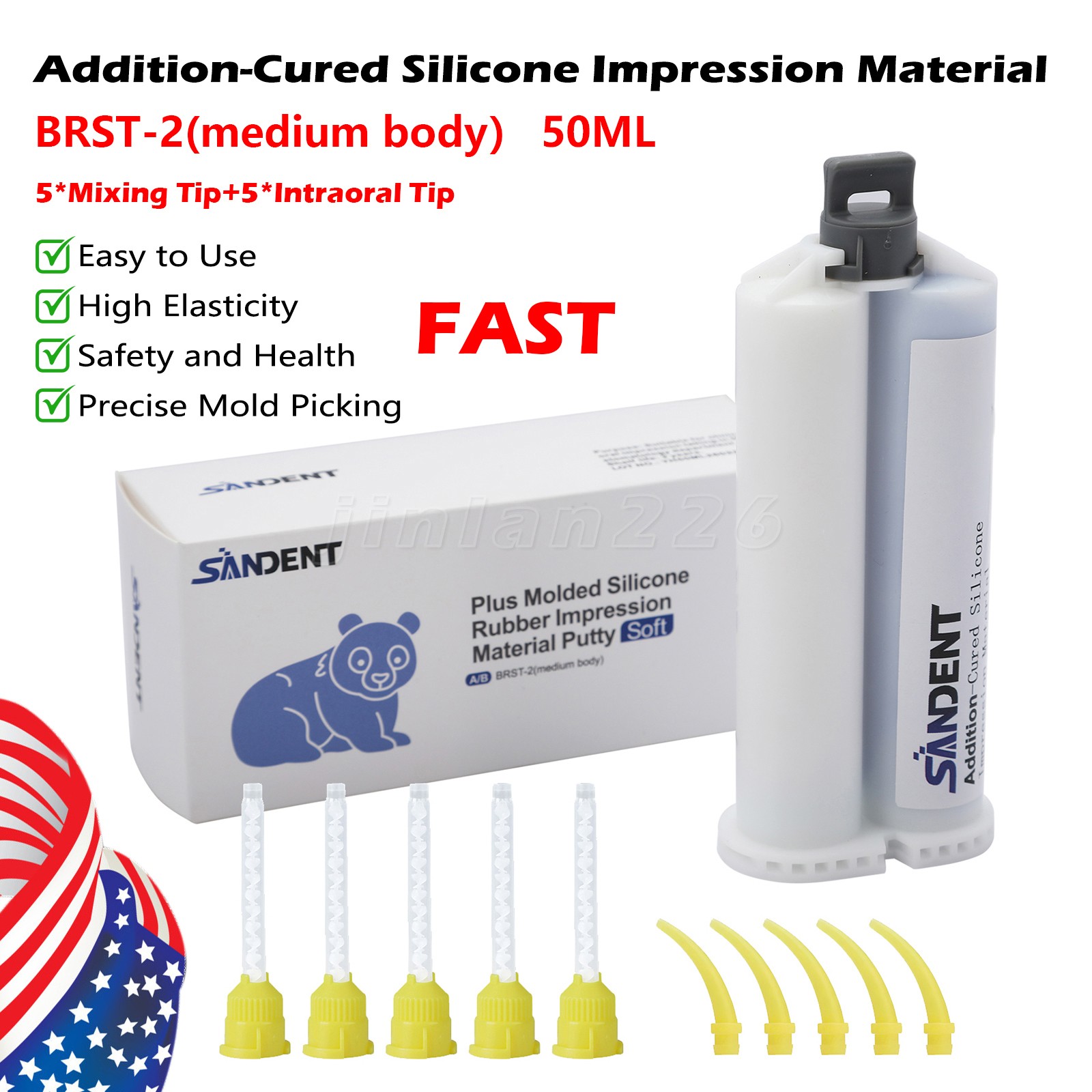 SANDENT MEDIUM BODY Fast SET VPS 50 ML CARTRIDGES IMPRESSION + 5 TIPS