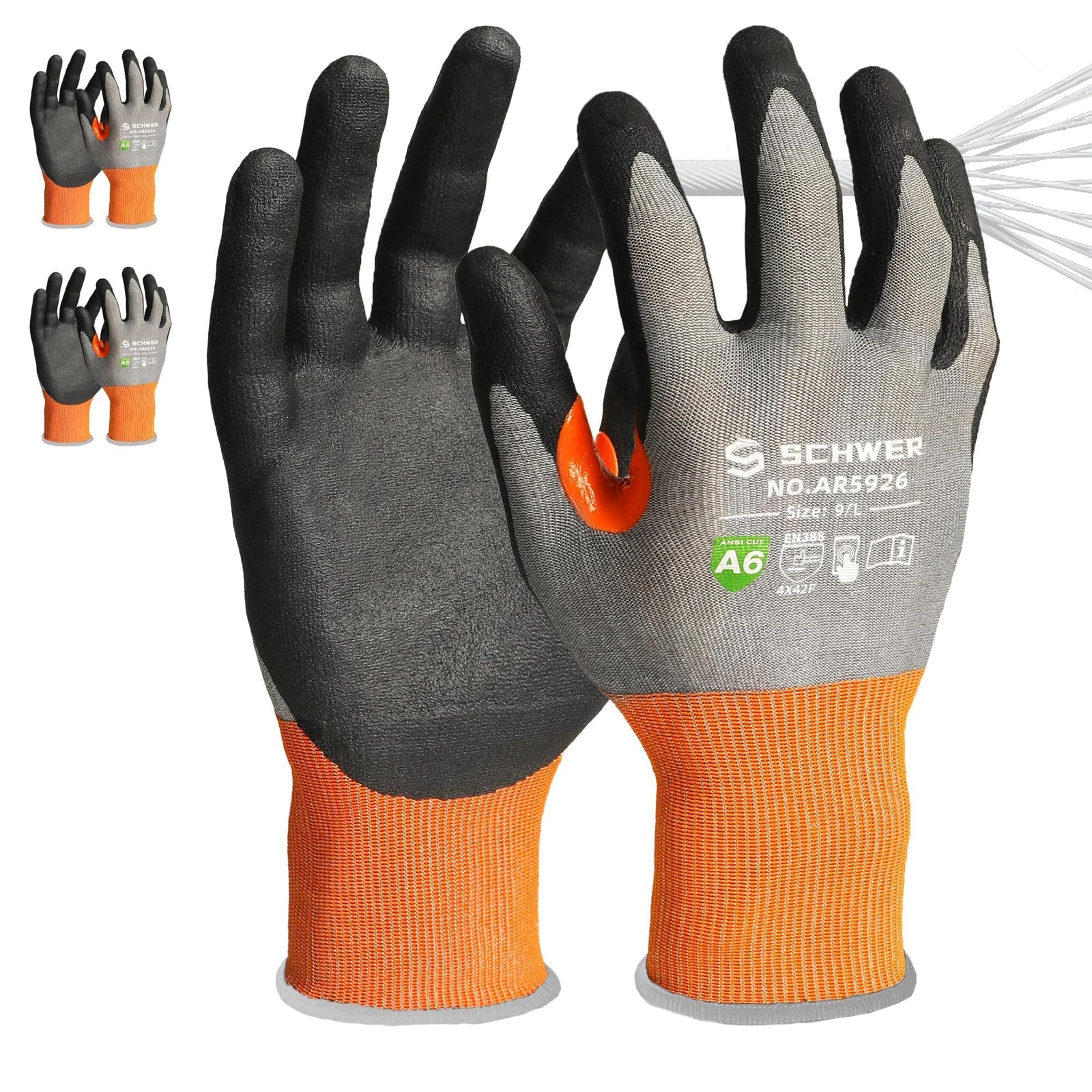 Schwer A6 Air-Skin Cut Resistant Work Gloves Comfortable Breathable 21-Gauge