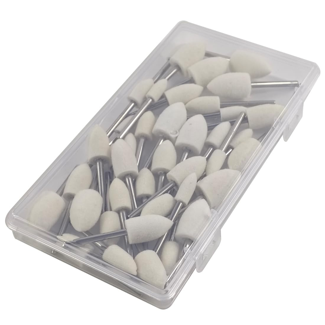 40 Pcs Bullet Shape Wool Polishing Bits – 1/8» Shank Wool Felt Buffing