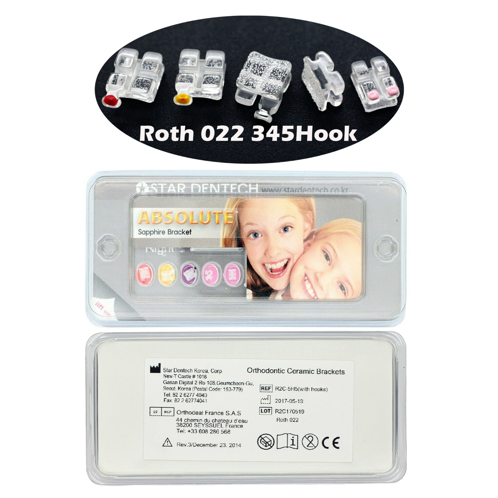 Star Dentech Orthodontic Brackets Sapphire Monocrystalline Ceramic Roth MBT 022