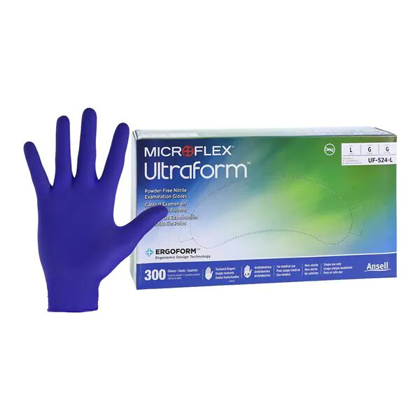 *10-Boxes* MicroFlex UltraForm Powder-Free Nitrile 300 Gloves Medium UF-524-M