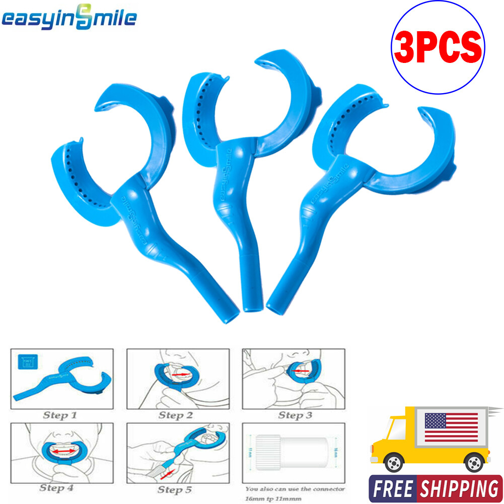 3Pcs Dental Cheek Retractor Lip Ortho Mouth Props Opener Ejector Saliva Suction