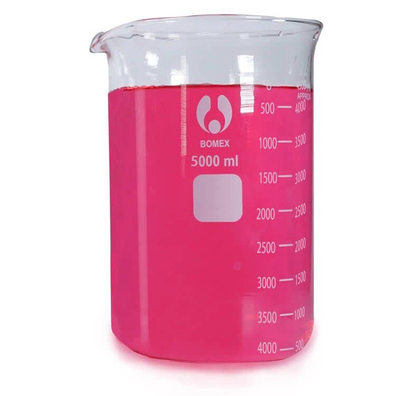 5000ml Borosilicate Glass Beaker – Double Scale Graduated for Lab Use