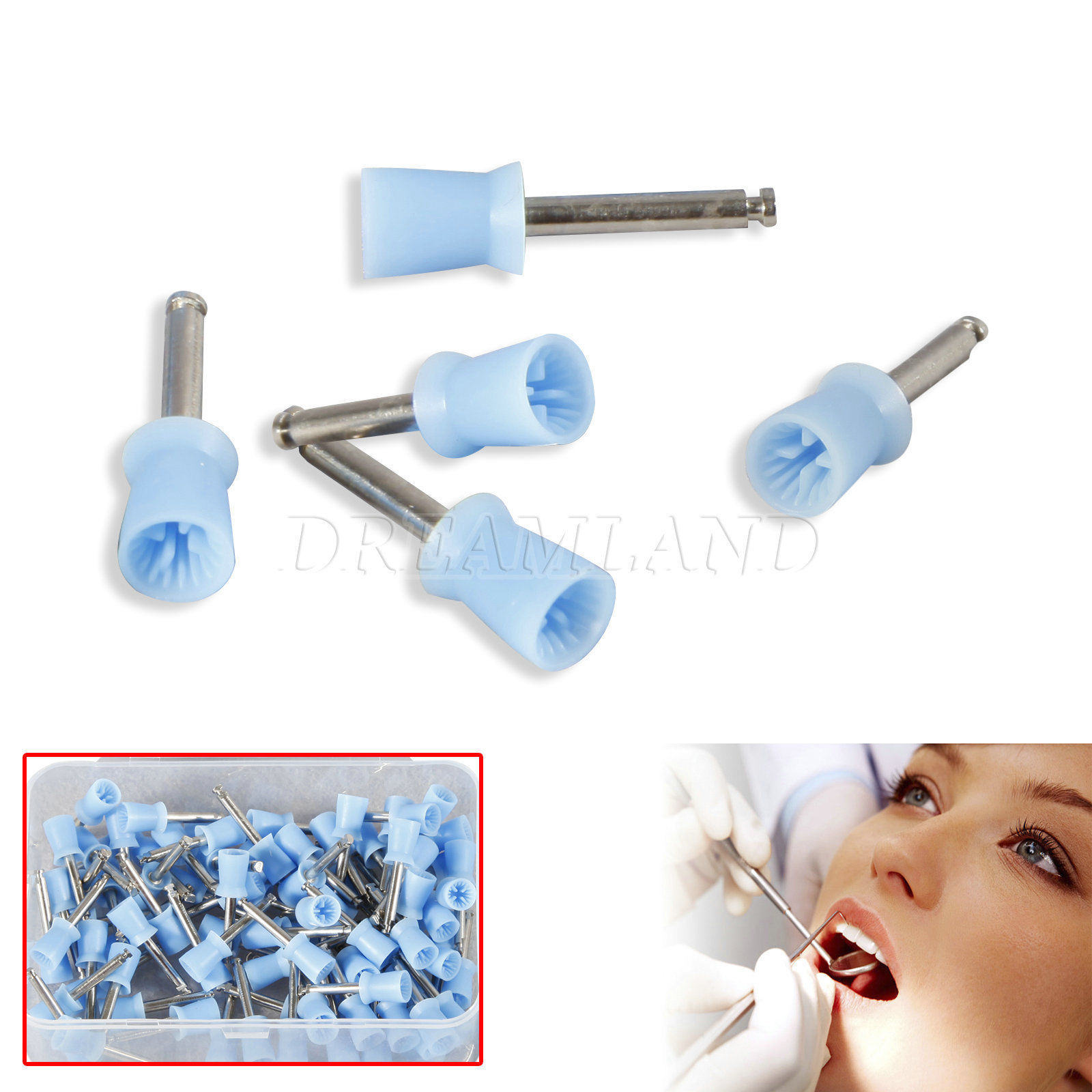 1000pcs/10 Boxes Dental Prophy Tooth Polish Polishing Cup Latch Type Rubber blue