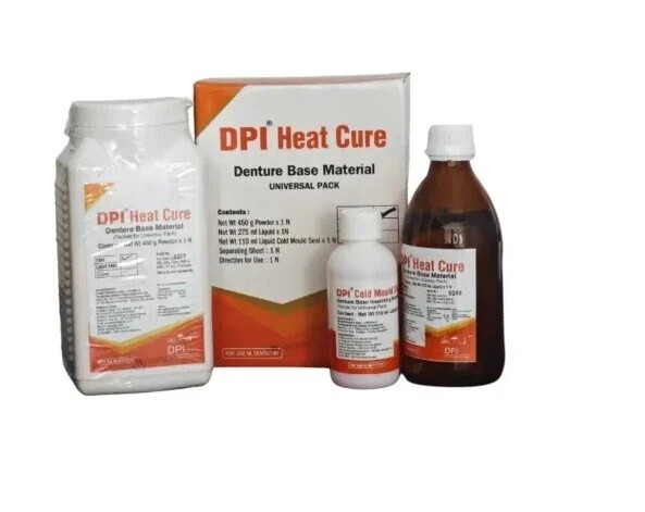 DPI Dental HEAT CURE Denture Base Material Set – Powder 450gm / Liquid 200ml
