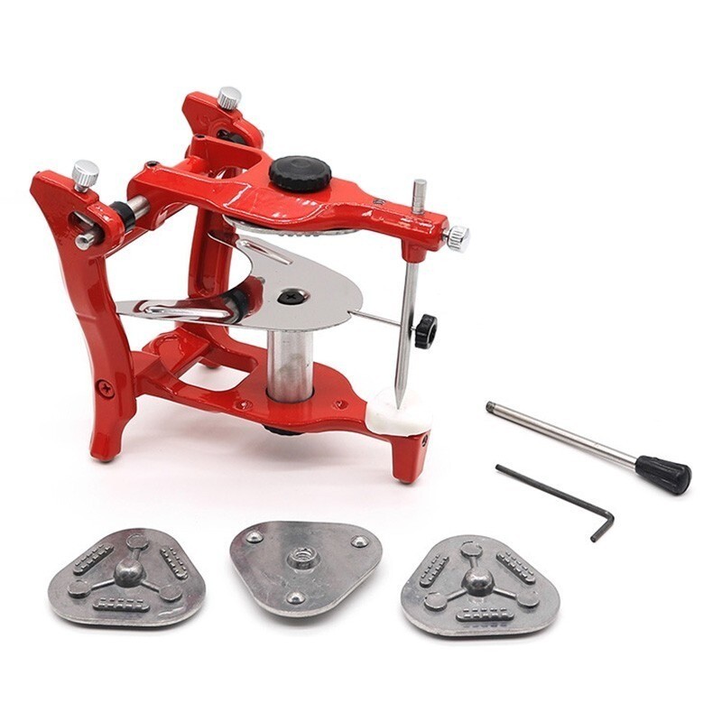 Dental Articulator Red Semi Adjustable Lab Equipment With 3 Mounting Plates Tool