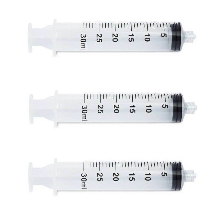 50x 30mL Luer Lock Tip Syringes Graduated Clear Transparent Plastic (50-pack)