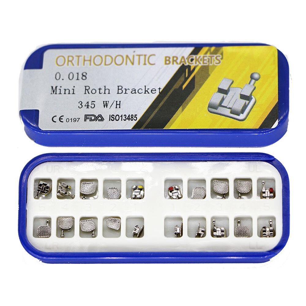 5×Dental orthodontic 20pcs/pack metal bracket brace mini roth 018 345 with hook