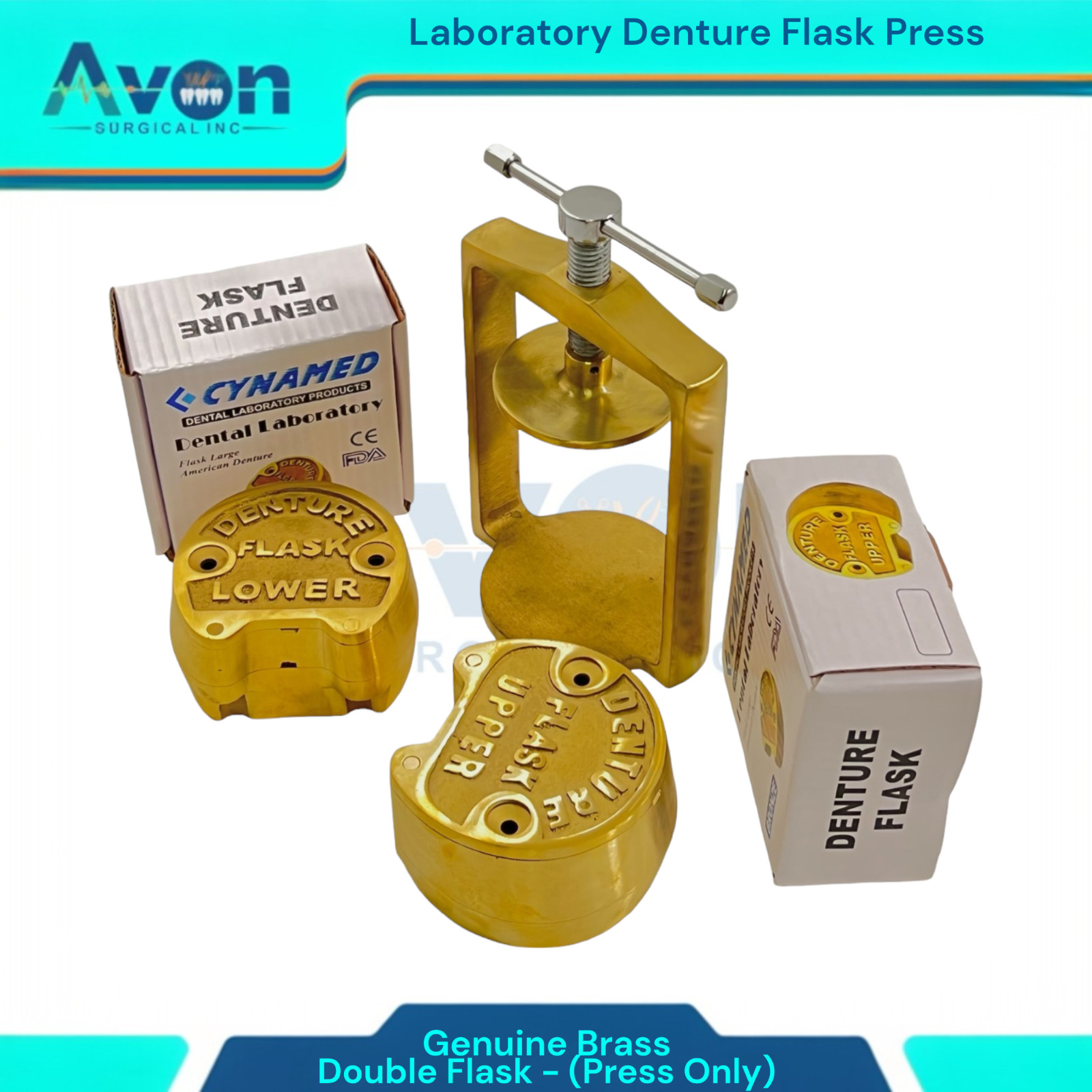 Double Flask Denture Press Bronze Brass | Laboratory Denture Press