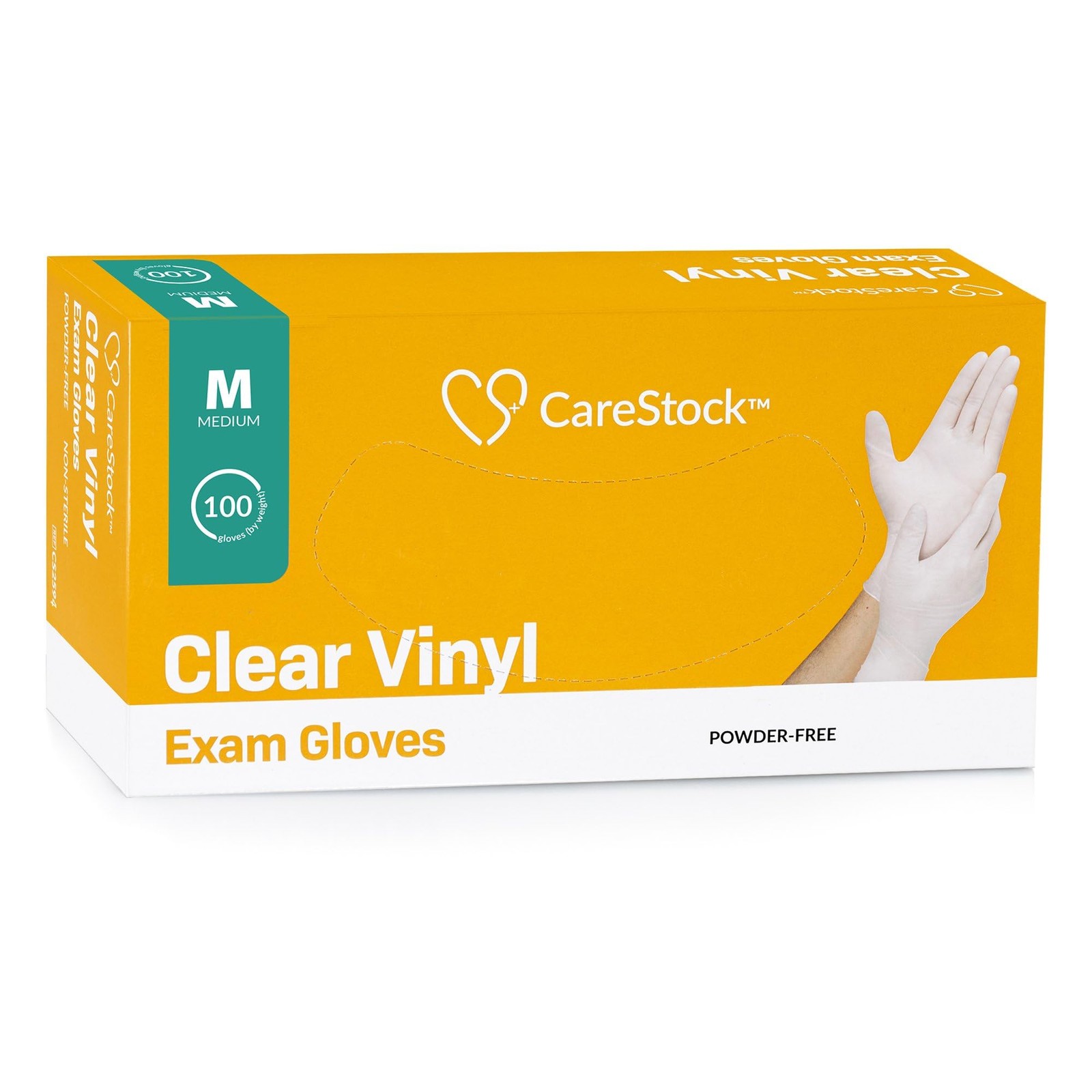 CareStock Clear Vinyl Exam Gloves [100 Count] Disposable, Medium, Blue