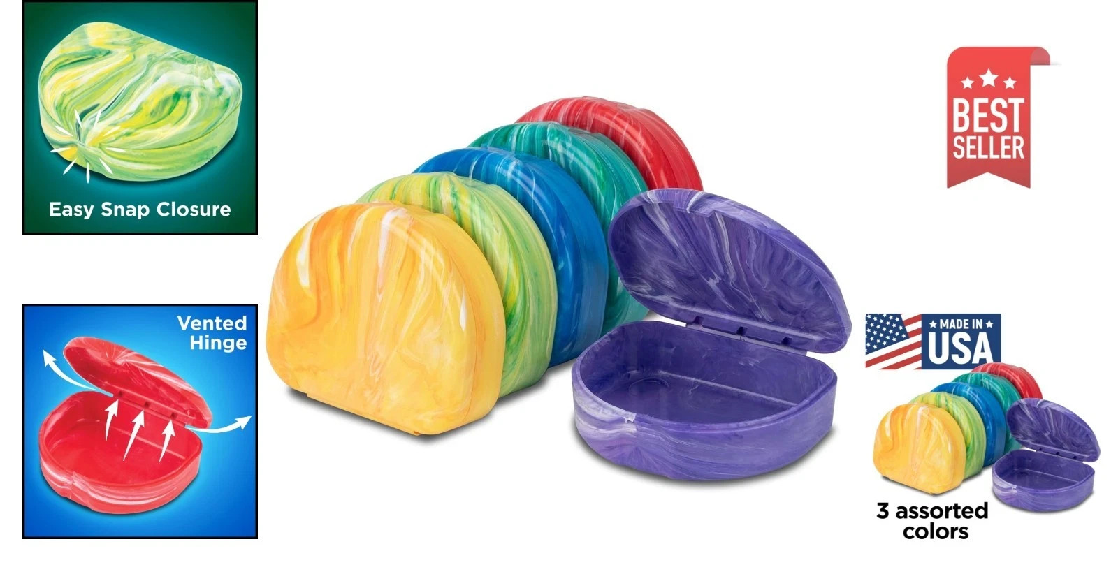 Elegant Marble Retainer Cases – 3 Pack Assorted, BPA-Free & Stylish Protection
