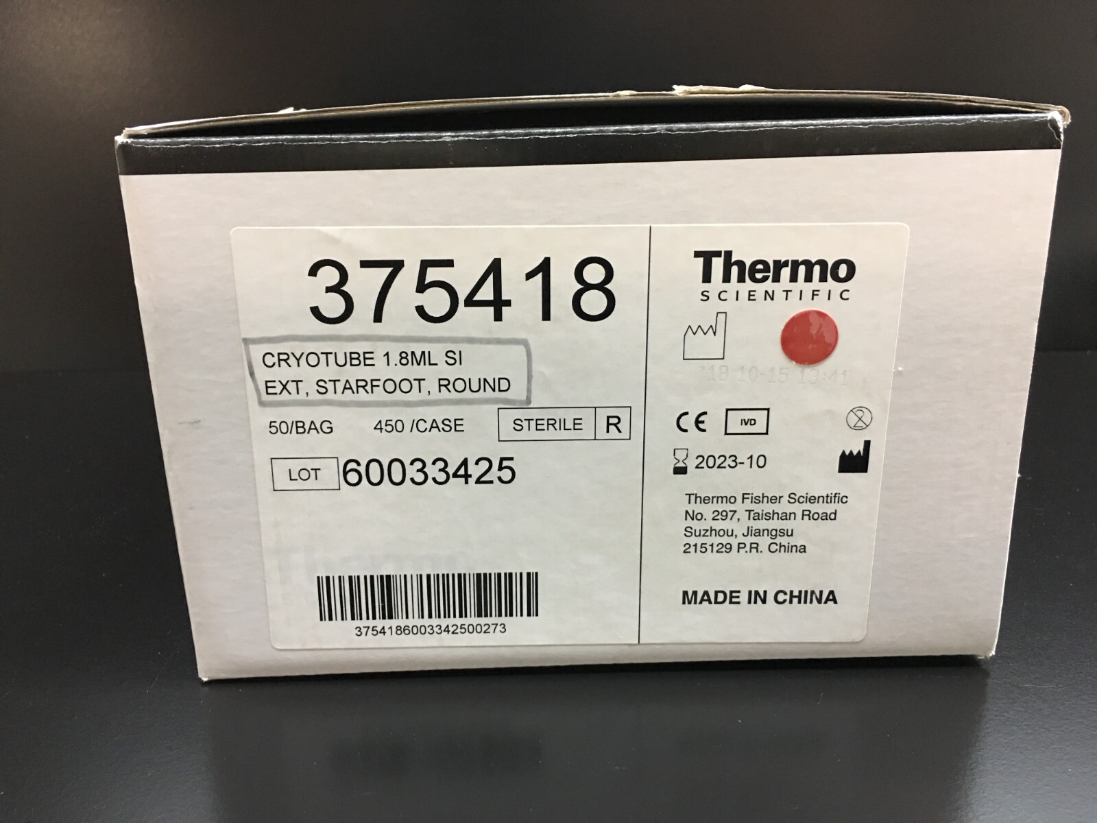 Thermo Scientific REF 375418 Cryotube 1.8mL Biobanking and Cell Culture 150pcs