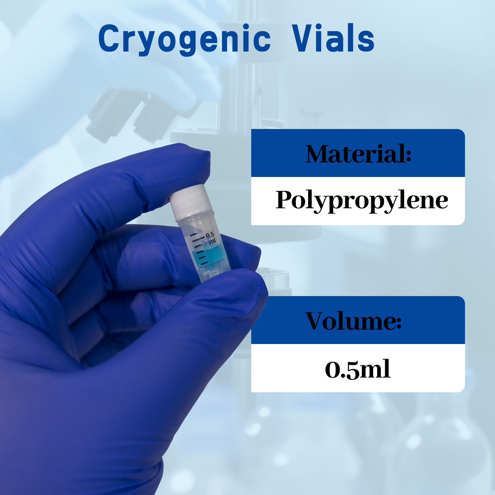 Cryogenic Vials- 0.5mL External Thread, without barcode, 25/Bag 500/Pk 1000/Cs