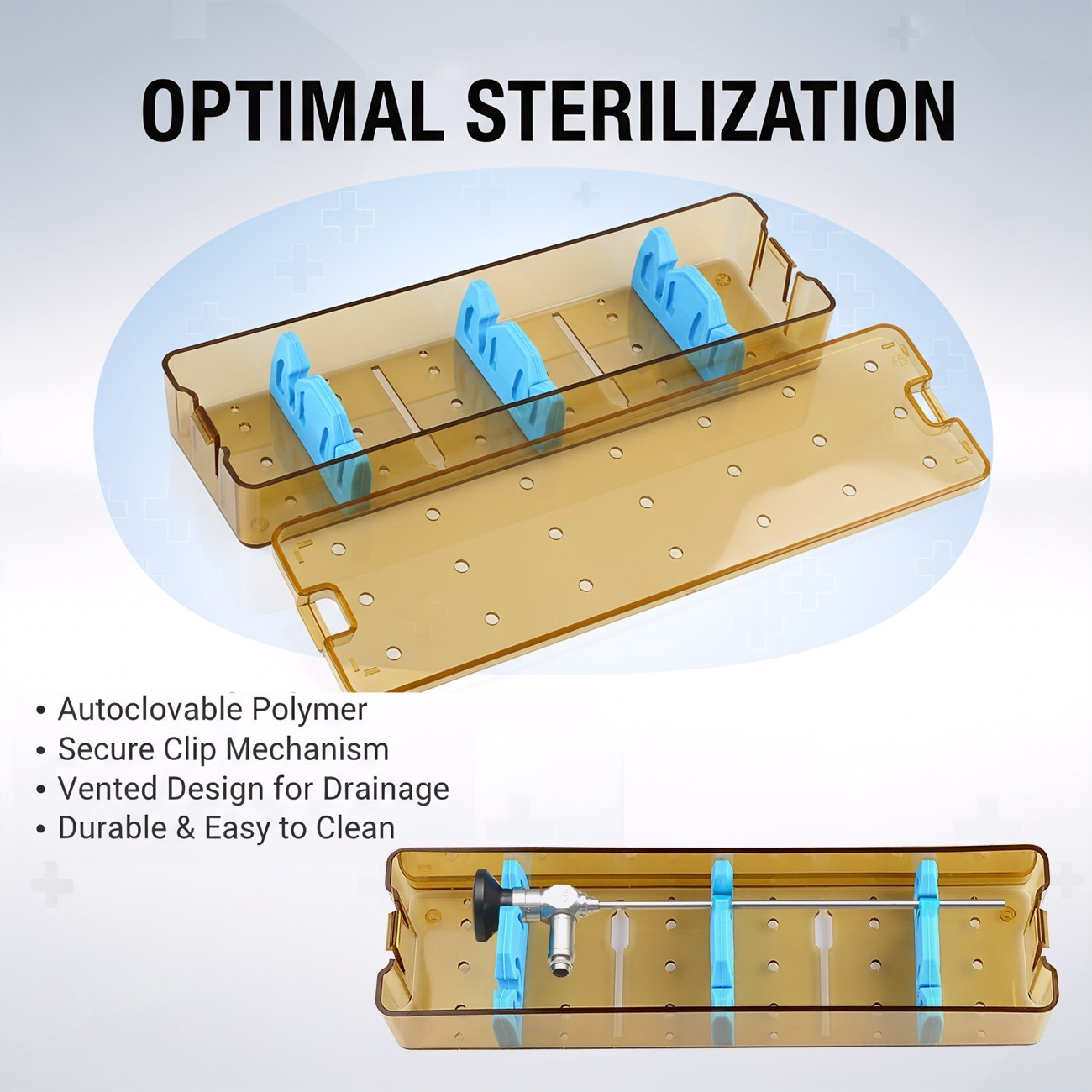 PPSU Sterilization Box Autoclave Case for ENT Laparoscope CystoscopeHysteroscope