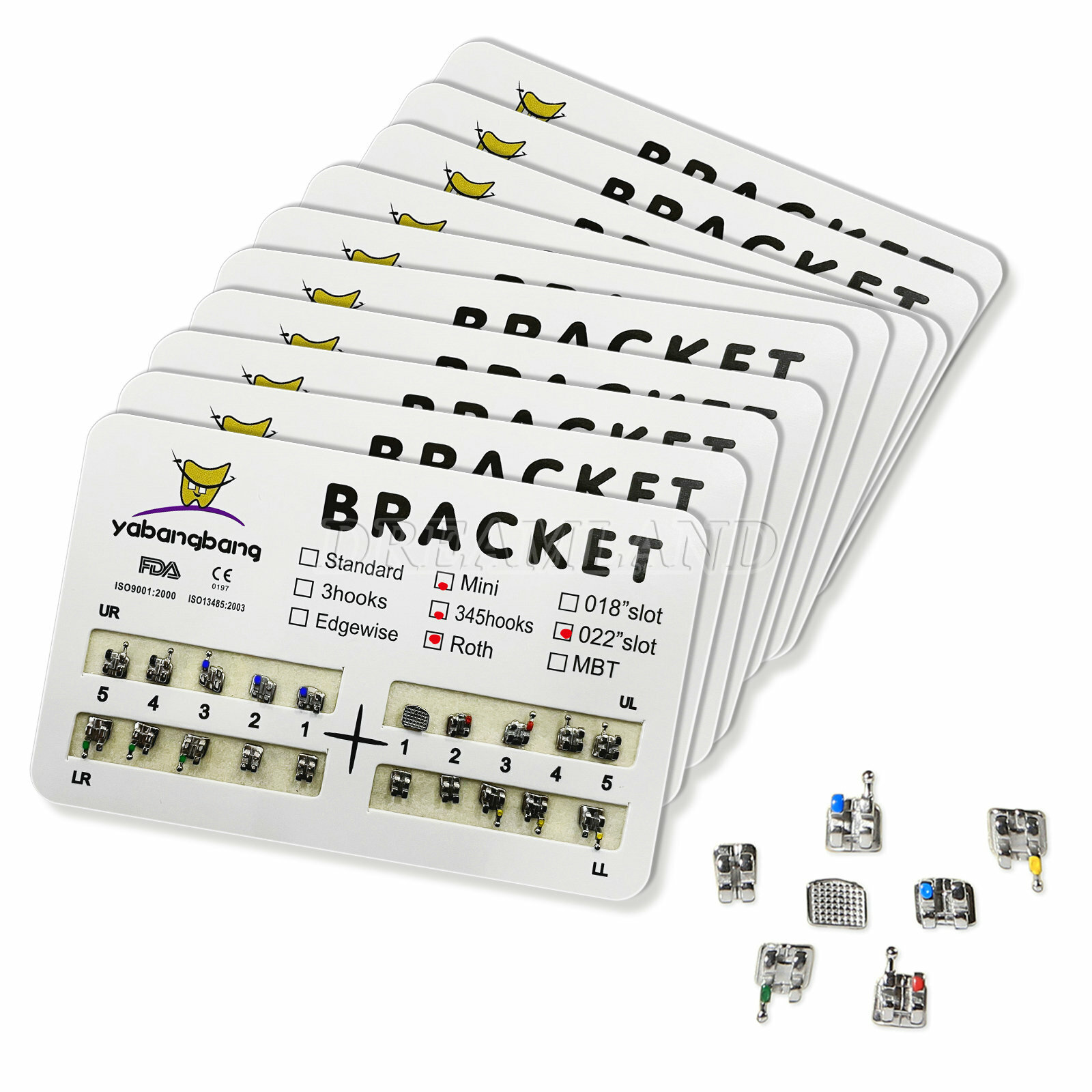 10 Kits Dental Orthodontic Brackets Braces Mini Roth Slot.022 3-4-5 Hook FDA CE
