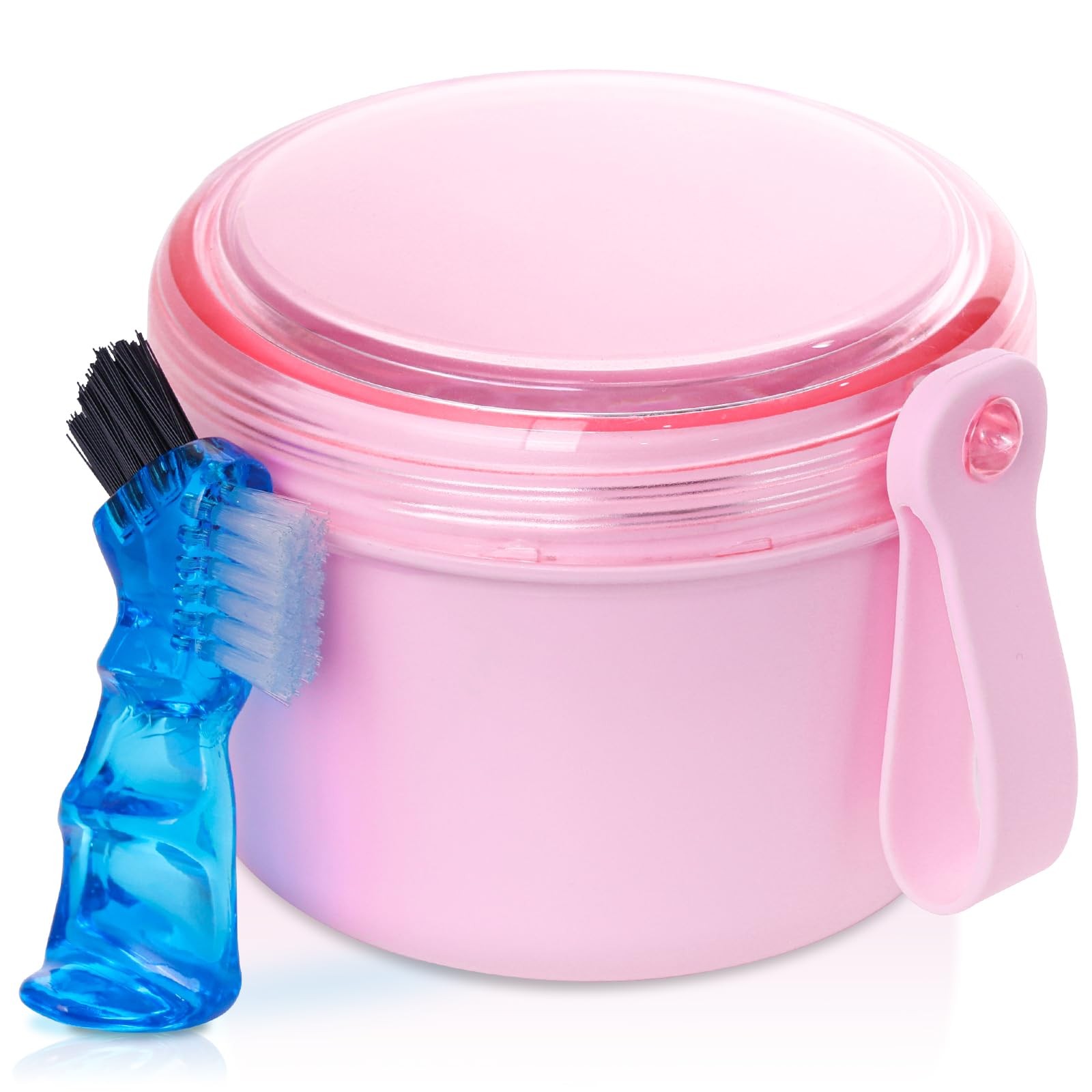 Denture Case, Leak Proof Bath Cup for Travel, Container Pink
