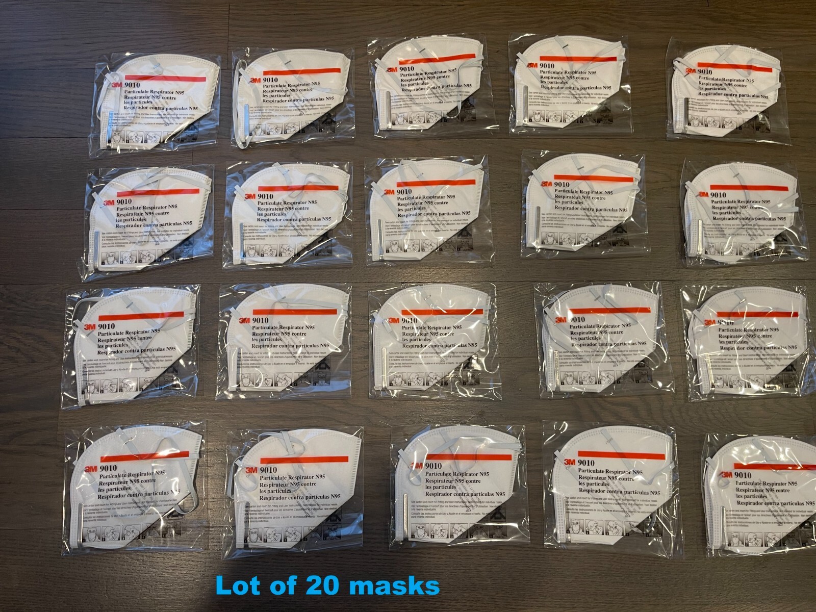 Lot of 20 Genuine New 3M N95 9010 Respirator Face Masks,