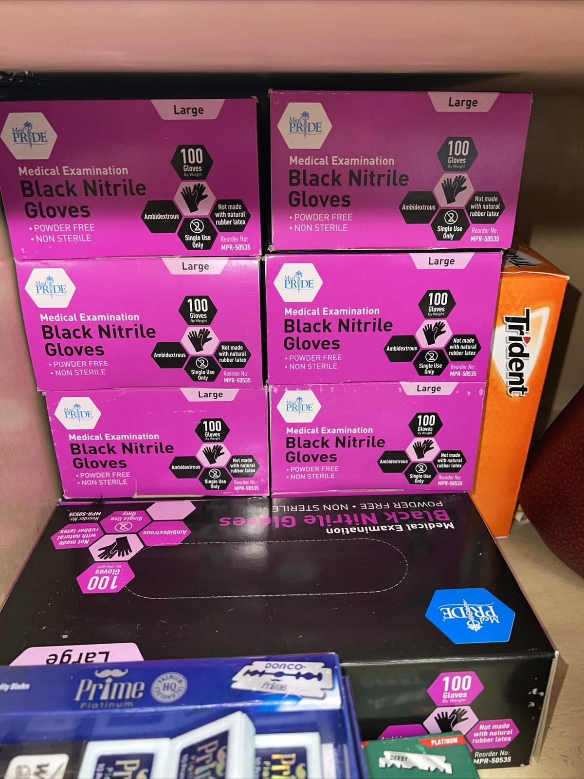 Large Black Med Pride Disposable Gloves, 2 Boxes of 100